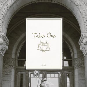 Modelo de números de mesa de casamento desenhados à mão | Cartões de mesa ilustrados editáveis | Download digital para impressão
