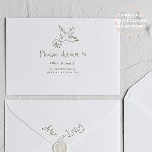 Envelope Template Printable | Addressed Wedding Invitation Envelope, Editable Download Modern Calligraphy Envelope Hand Drawn, 001 Originals