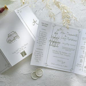Modèle de faire-part de mariage gatefold | Calligraphie moderne manuscrite sur invitation, carte lunatique avec pli pour portail, 001 originaux
