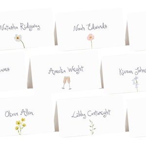Place Cards Template | Handwritten Place Names & Painted Watercolor Graphics, Bespoke Boho Wildflower Editable Printable, 002 Secret Garden