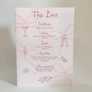 Bar Schild Hochzeit | Handschriftliche und handgezeichnete Illustrationen, Retro Bow Hochzeit, Brautdusche Getränke Menükarte bearbeitbar, 003 Be Mine