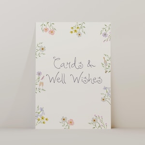 Kaarten en cadeaus bord bruiloft sjabloon | Handgeschreven aangepast trouwbord bewerkbaar geschilderd aquarel wilde bloemen Boho, 002 Secret Garden