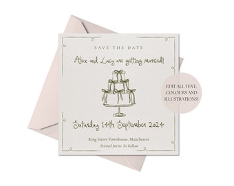 Save the Date Template | Handwritten & Hand Drawn Doodle Illustrations Wedding Digital Download, Minimal Trendy and Quirky, 001 Originals