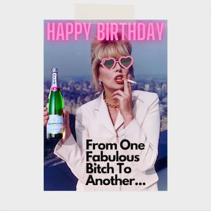 Happy Birthday "From One Fabulous Bitch to Another" - Postkarte A6 380 Gramm - 105 x 148 mm - Karte - Geburtstag - MIHO Studio