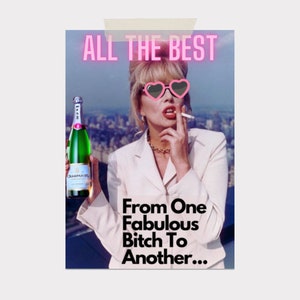 Grußkarte - All The Best "From One Fabulous Bitch to Another" - Postkarte A6 380 Gramm - 105 x 148 mm - Geburtstag - Lustig - MIHO Studio