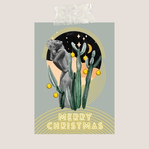 Postkarte A6 380 Gramm - Merry Christmas - Frohe Weihnachten - Kaktus - Pflanze - Lustig - Weihnachtsgrüße - Weihnachtskarte - MIHO Studio