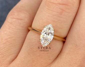 Lab grown diamond ring marquis ring gold ring jewellery engagement ring diamond ring