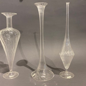 Glass vase set by Bimini Vienna around 1925 consisting of 3 differently shaped delicate glass vases Art Deco glass lamp glass hand-blown perfectly