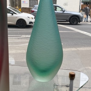 Venini glass vase signed around 1950 cut green underlaid Murano glass designed by Paolo Venini rare and valuable collector&#39;s item