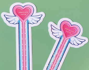 Absolute Cutie Thermometer | Süßer wasserfester handgefertigter gestanzter Laptopaufkleber | Kawaii ästhetisches matt holografisches medizinisches Aufkleberdesign