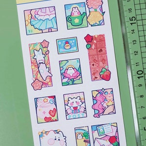 Dreamy Stamps | Cute waterproof handmade dreamy sticker sheet | Kawaii aesthetic postal stickers for planner + bullet journal + penpal