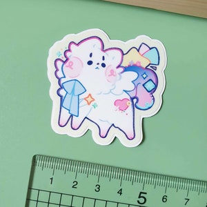 Tiny Dreamcat | Cute waterproof handmade vinyl die-cut sticker | Kawaii dreamy themed aesthetic holographic sticker design for water bottle