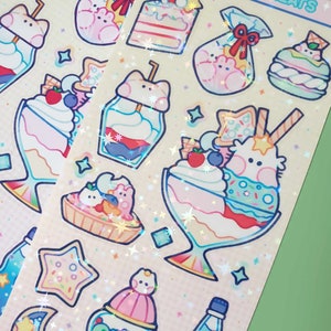 Verträumte Leckereien | Niedlicher wasserfester handgemachter verträumter Essensaufkleberbogen | Kawaii ästhetische Journaling-Aufkleber für Planer + Bullet Journal