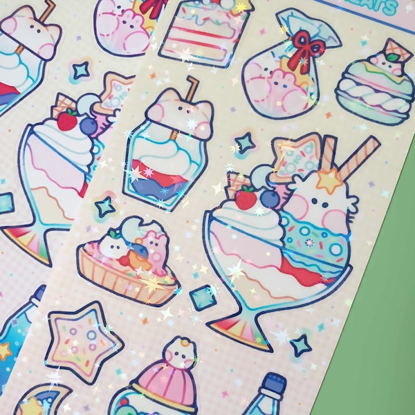 Dreamy treats | Cute waterproof handmade dreamy food sticker sheet | Kawaii aesthetic journaling stickers for planner + bullet journal