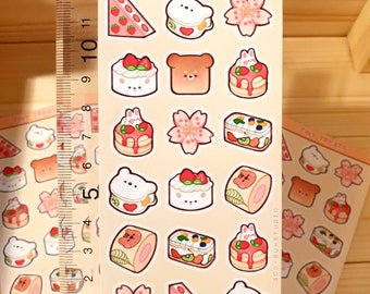 Małe przyjemności | Uroczy, wodoodporny, ręcznie robiony arkusz naklejek | Estetyczne naklejki kawaii do planera i dziennika Bullet Journal