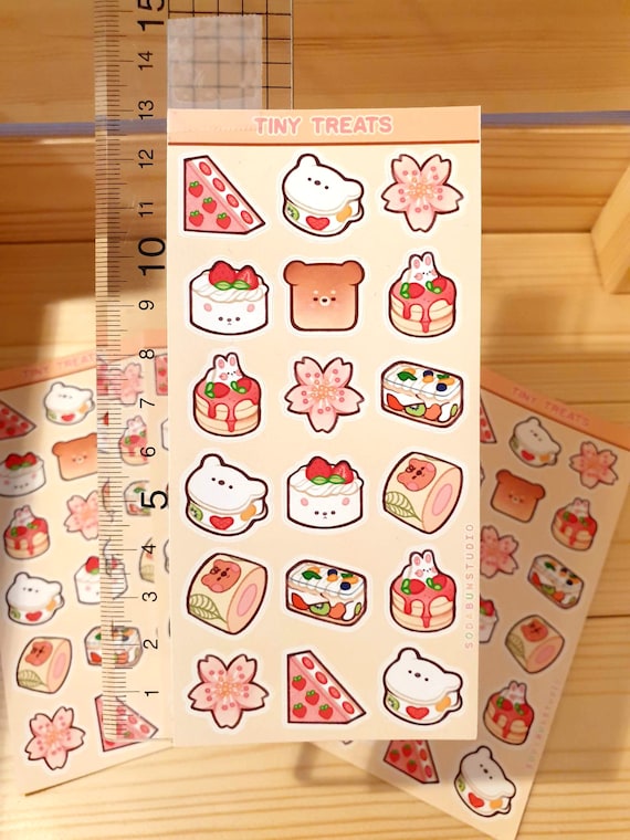 Tiny Treats | Cute mini waterproof handmade sticker sheet | Kawaii aesthetic stickers for planner + bullet journal