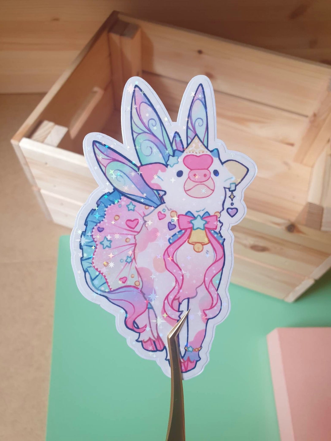 Fairy Cow | Cute Waterproof Handmade Vinyl Die-cut Sticker | Kawaii ...