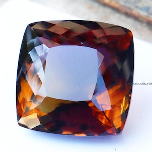 Natural Cushion Shape Ametrine 90.45Ct Ring Size Jewelry Making Stone Beautiful Ametrine 26x26x18mm Loose Certified Faceted Gemstone Sale On