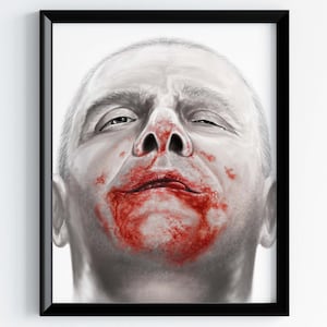 Silence of the lambs poster Hannibal Lecter hand painted digital art print Anthony Hopkins portrait (Selective Colour Edition)