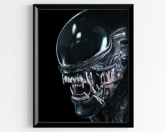 Alien art Xenomorph art print big chap alien Giger Alien 1979 art scifi movie poster horror wall decor