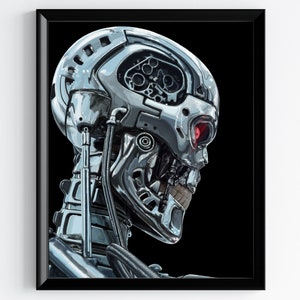 Terminator art T800 endoskeleton art print terminator 2 poster scifi thriller movie poster