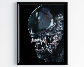 Alien poster Big Chap xenomorph and Ripley art print