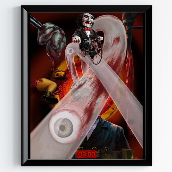 Saw X poster ultimate traps compilation hand painted digital art print horror movie poster