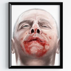 Silence of the lambs poster Hannibal Lecter hand painted digital art print Anthony Hopkins portrait