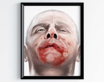 Poster de Il silenzio degli innocenti, stampa artistica digitale dipinta a mano di Hannibal Lecter, ritratto di Anthony Hopkins