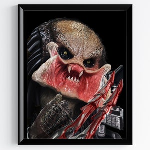 Predator 1987 poster Jungle Hunter art print unmasked predator prey scifi horror movie poster (Blood Sport Edition)