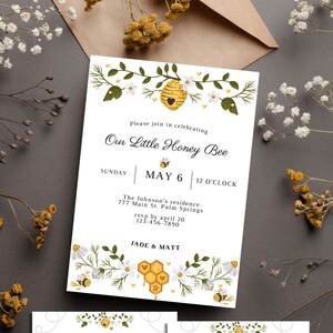 Honey Bee Theme Unisex Baby Shower Personalized Invitation, Welcome Sign, Thank You Card, & Card Inserts!