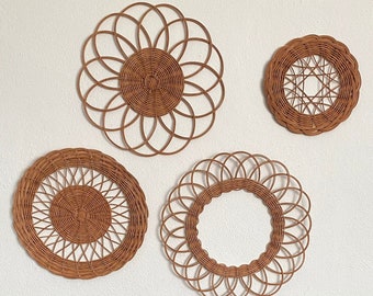 Four rattan wall decor