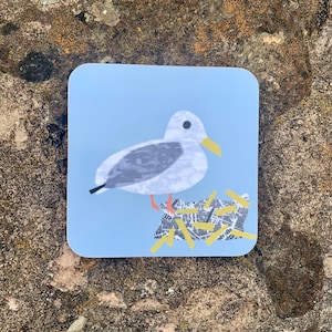 Seagull and Chips Coaster - Melamine with a cork backing
