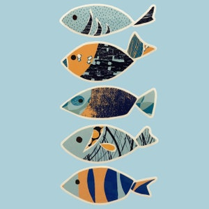 Pack of 5 fish stickers