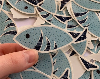 Blauwe Schaal Vis Sticker