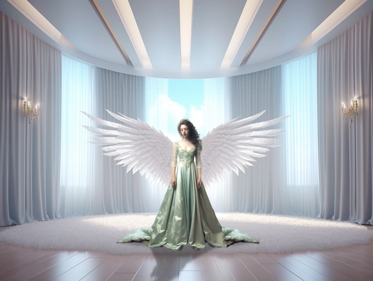 Angel Wings Photo Backdrop Overlay, Dreamlike Architecture, Heavenly