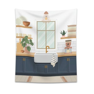 Play Kitchen, Wall Tapestry for Pretend Play, Play Kitchen for Kids, Kids Room Banner, Play Room Wall Art, Wall Art for Kids
