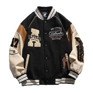 Embroidered Letterman Varsity Jacket Vintage Baseball 