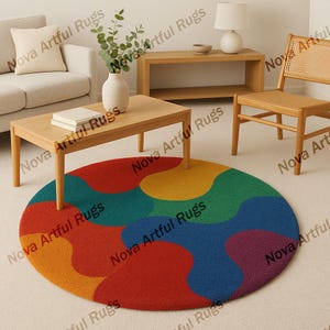 Multicolor Hand Tufted Rug Modern Wool Rug Round Shape Rug Handmade Rug For Living Room, Home Decor, Office 6x6 7x7 8x8 9x9 12x12 Area Rug