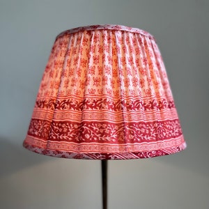Handmade Red & White Vintage Silk Sari Gathered Lampshade (customisable)