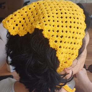 Boho Crochet Bandana – Lightweight Cotton Headwrap – Summer Festival Hair Accessory – Handmade –