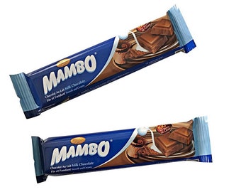 Mambo Melkchocolade / Mambo Pure Chocolade / Mambo Crisp Rice / Mambo Nougat (Chococrok) - 1 reep van 25 gr - Kameroen