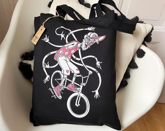 Canvas Shopping tote bag -  BMX | Cotton Tote bag | Grocery Bag | Jute Bag | Bicycle Accessories | Art Bag | Eco-friendly bag | Tragetaschen