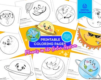 Solar System Coloring Pages, Planet Activity PDF, Homeschool Classroom Printable