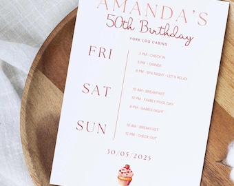 Personalised Birthday Itinerary Card