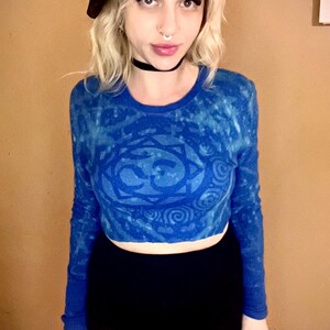 Blue Om Crop Top