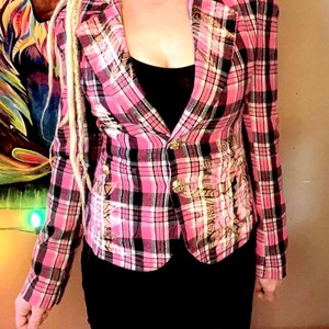 Pink Plaid Lotus Blazer