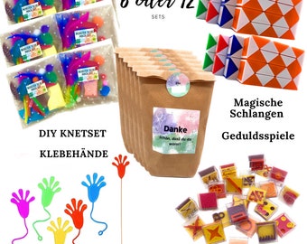 Cadeau d'anniversaire pour enfants, coffret complet pour enfants comprenant un sac cadeau, un kit de bricolage monstre, un serpent magique, un jeu de patience et des mains adhésives.