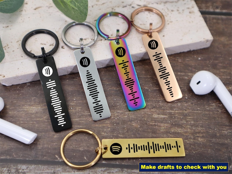 Spotify Keychain Personalized Music Keychains Custom Engraved Scannable Spotify Code Song Keychain Gifts for Men/Women image 10