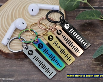 Spotify Code Keyring Personalized Music Code Song Keychain,Customized Music Song Code,Engraved Keychain,Custom Keychain Gift